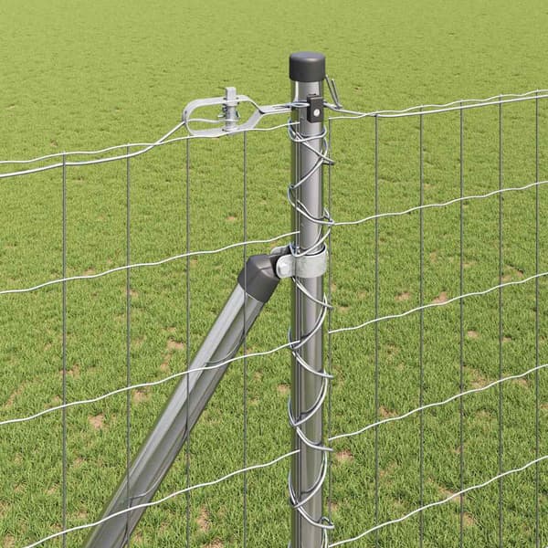 vidaXL Gjerde med stolpe sølv 1,5 x 10 m Stål