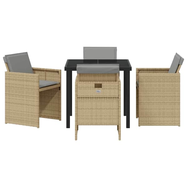 vidaXL Hage Spisegruppe 5 pcs Beige polyrotting