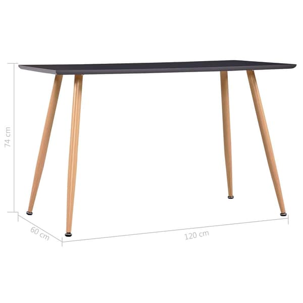 vidaXL Spisebord grå og eik 120x60x74 cm MDF
