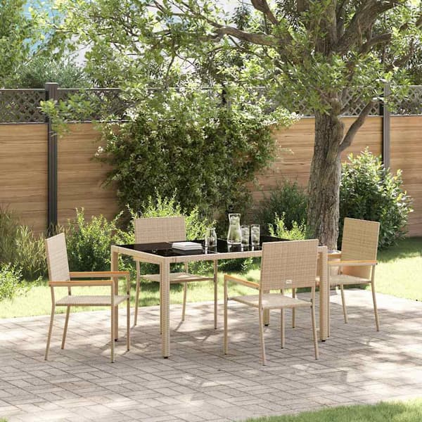 vidaXL Hage Spisegruppe 5 pcs Beige polyrotting