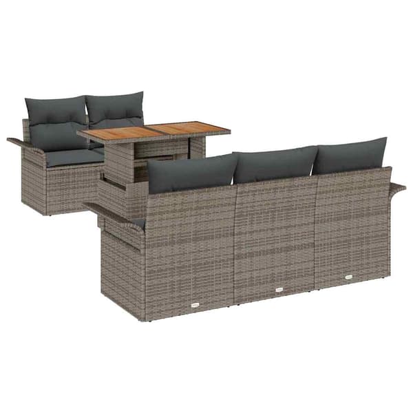 vidaXL Trädgårdsoffset med lagring 6 pcs Grå Poly rattan
