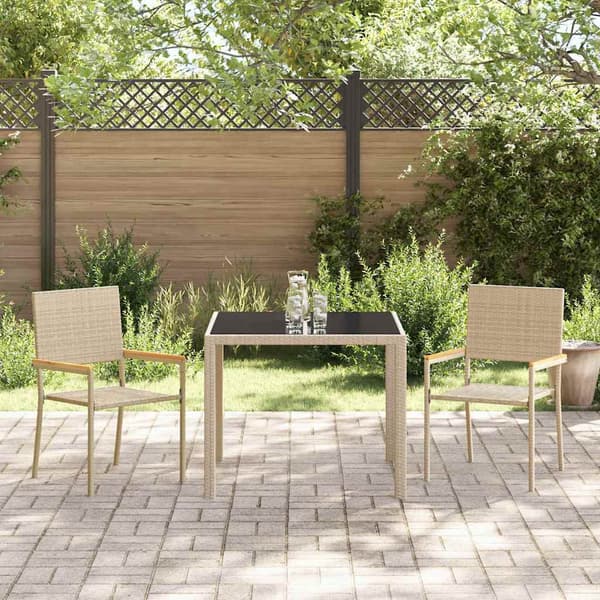 vidaXL Hage Spisegruppe 3 pcs Beige polyrotting