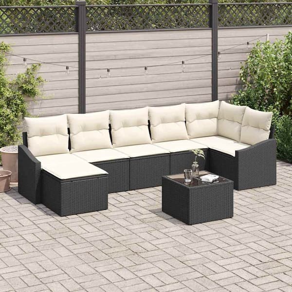 vidaXL Soffset med kudde 8 pcs Svart konstrotting