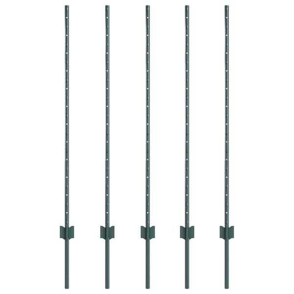 vidaXL Stängselstolpe 5 pcs Grön 120 cm Stål