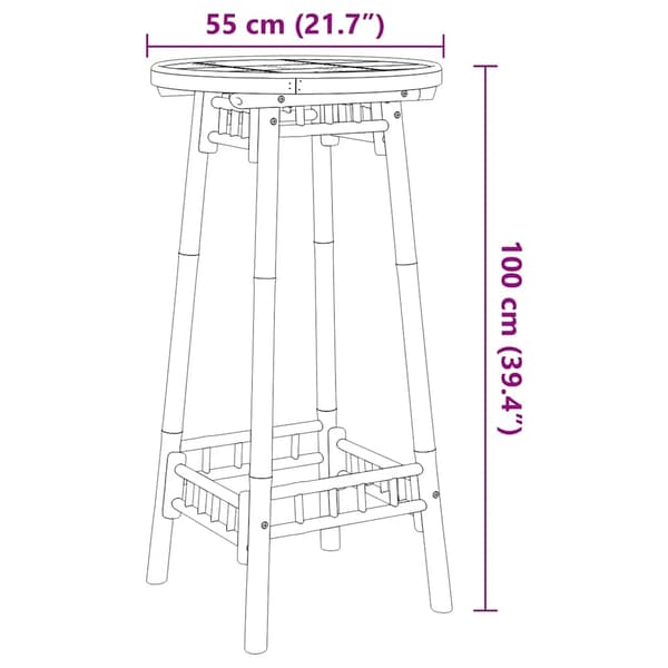 vidaXL Utebarbord runt Ø55x100 cm bambu