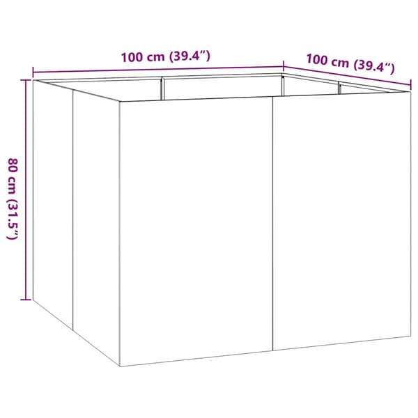 vidaXL Plantekasse 100x100x80 cm rustfritt stål