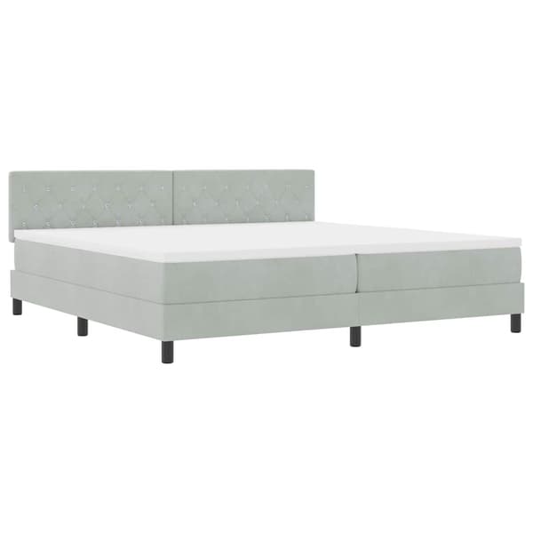 vidaXL Bäddfjäder med madrass Ljusgrå 200 x 200 cm Sammet