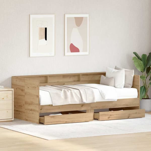 vidaXL Seng med hodegjerde Artisan Eik 100 x 200 cm Konstruert tre