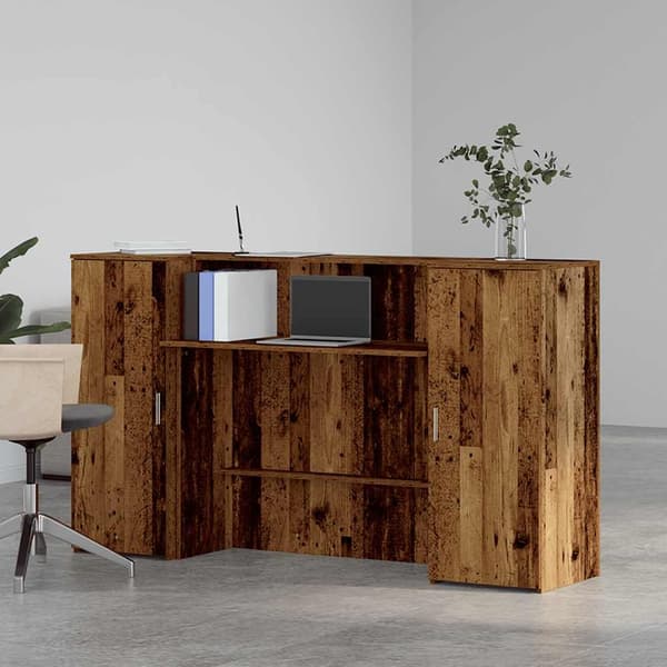 vidaXL Receptionsdisk åldrat trä 180x50x103,5 cm konstruerat trä