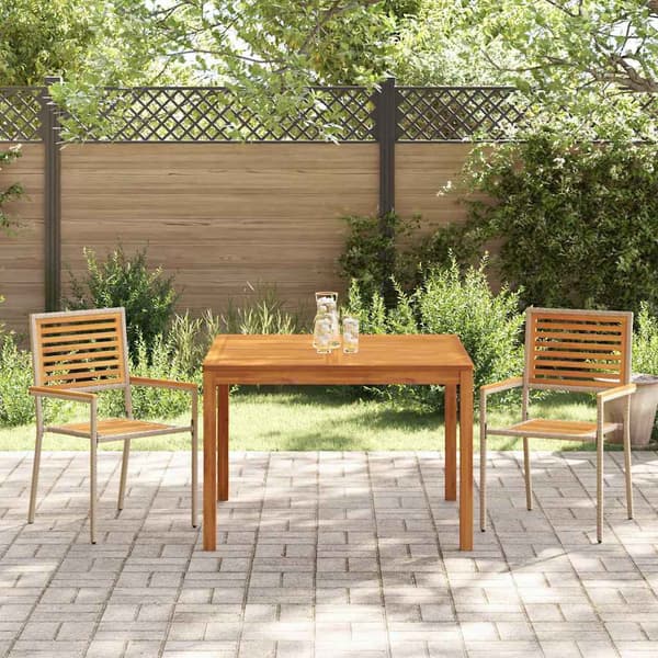 vidaXL Hage Spisegruppe 3 pcs Beige Solid akasietre
