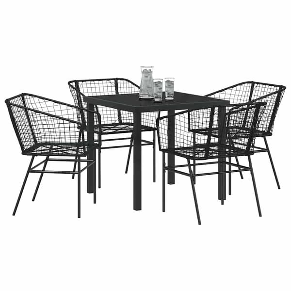 vidaXL Hage Spisegruppe 5 pcs Svart polyrotting