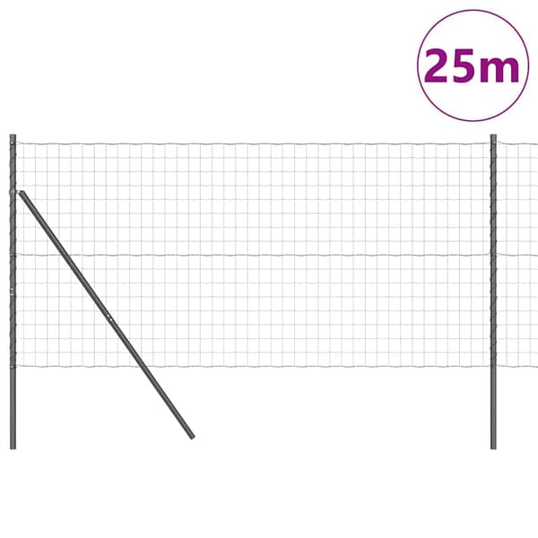 vidaXL Stängsel med stolpe Grå 1 x 25 m Stål