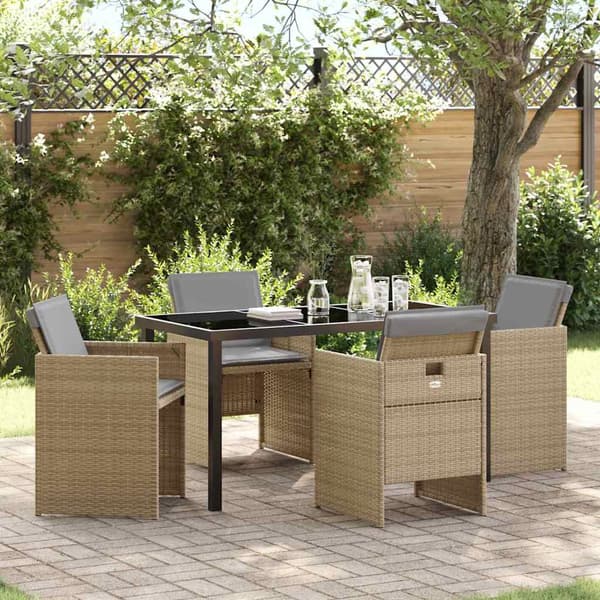vidaXL Hage Spisegruppe 5 pcs Beige polyrotting