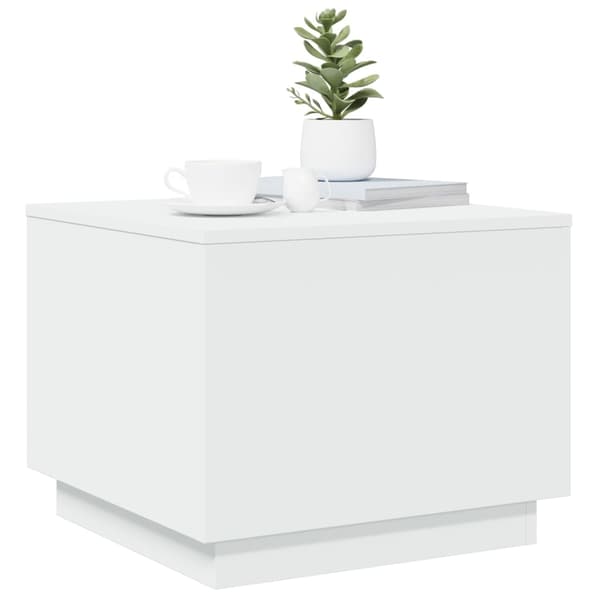 vidaXL Soffbord med LED vit 50x50x40 cm