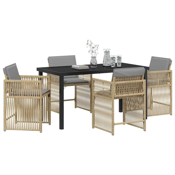 vidaXL Hage Spisegruppe 5 pcs Beige polyrotting
