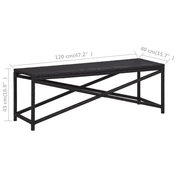 vidaXL Hagebenk 120 cm polyrotting svart