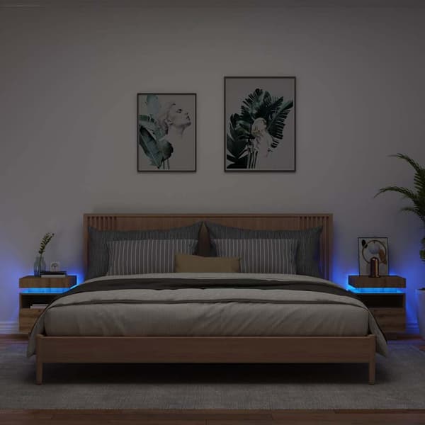 vidaXL Nattbord med LED 2 stk artisan eik 40x39x48,5 cm