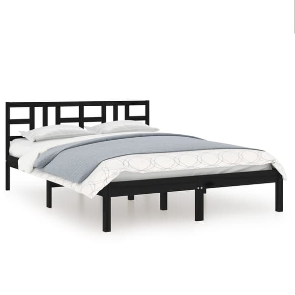 vidaXL Sengeramme svart heltre 140x190 cm