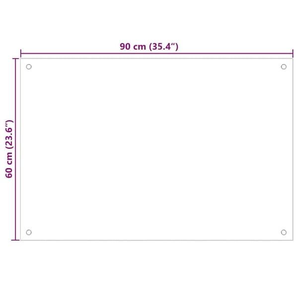 vidaXL Stänkskydd vit 90x60 cm härdat glas