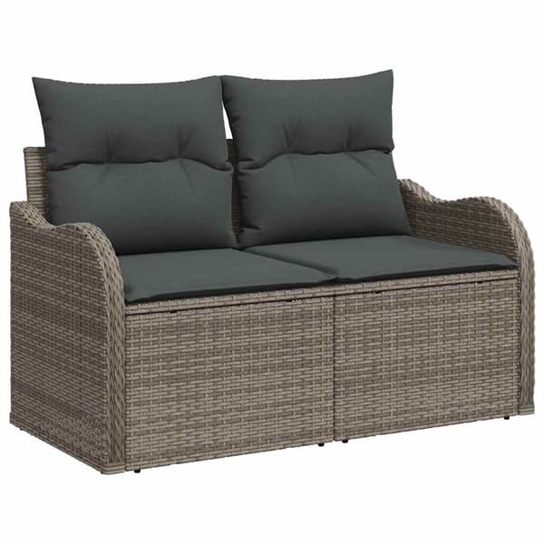 vidaXL Trädgårdsoffset med kudde 7 pcs Grå Poly rattan