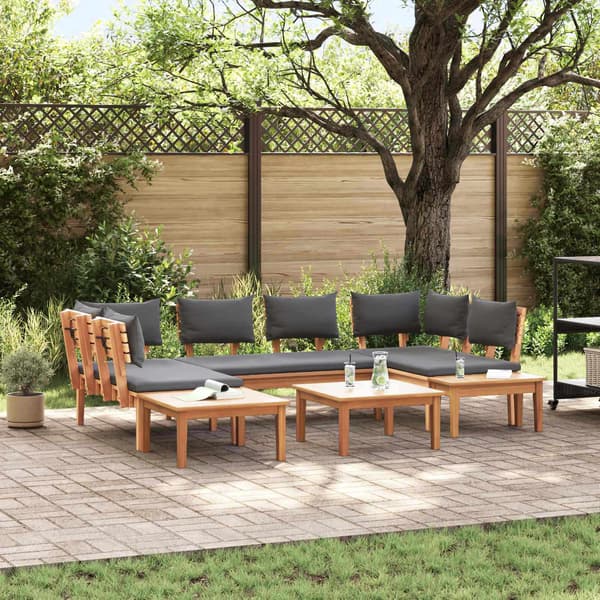 vidaXL Hagesofa Set 4 pcs Brun og Grå