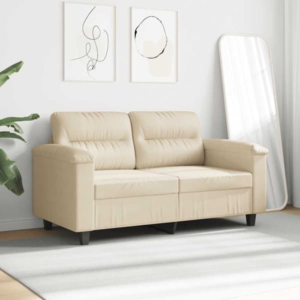 vidaXL 2-sitssoffa gräddvit 140 cm mikrofibertyg