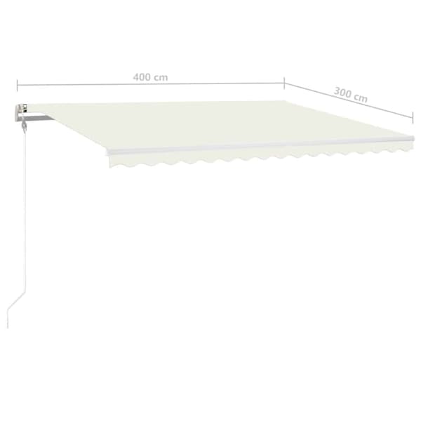 vidaXL Automatisk markis med vindsensor & LED 400x300 cm gräddvit