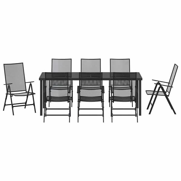vidaXL Trädgårdsmöbelset 9 pcs Antracit Pulverlackerat stål