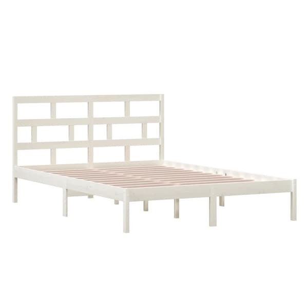 vidaXL Sängram vit massiv furu 140x200 cm