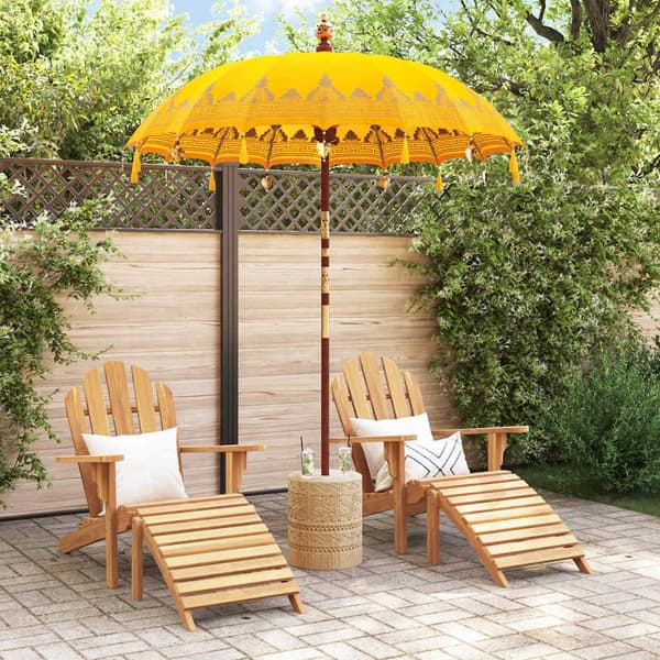 vidaXL Balinesisk Parasol Gul (180-190) x 260 cm Bomull og solid tre