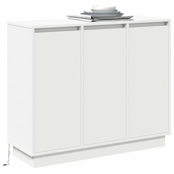 vidaXL Sideboard med LED Hvit 90x32x75 cm Laget av tre