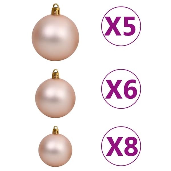 vidaXL Belyst halv plastgran med kulor grön 180 cm
