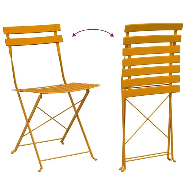 vidaXL Sammenleggbart Bistrosett 3 pcs Sennepsgul Stål