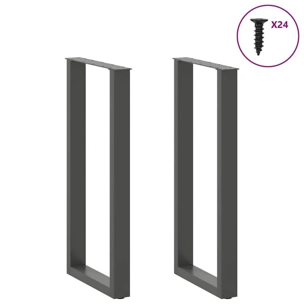 vidaXL Soffbordsben U-formade 2 st antracit 50x(100-101) cm stål