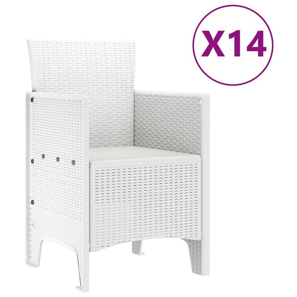 vidaXL Trädgårdsmöbelset 15 pcs Vit Polt rotting