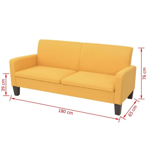 vidaXL 3-sitssoffa 180x65x76 cm gul