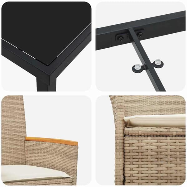 vidaXL Trädgårdsmöbelset 7 pcs Beige konstrotting