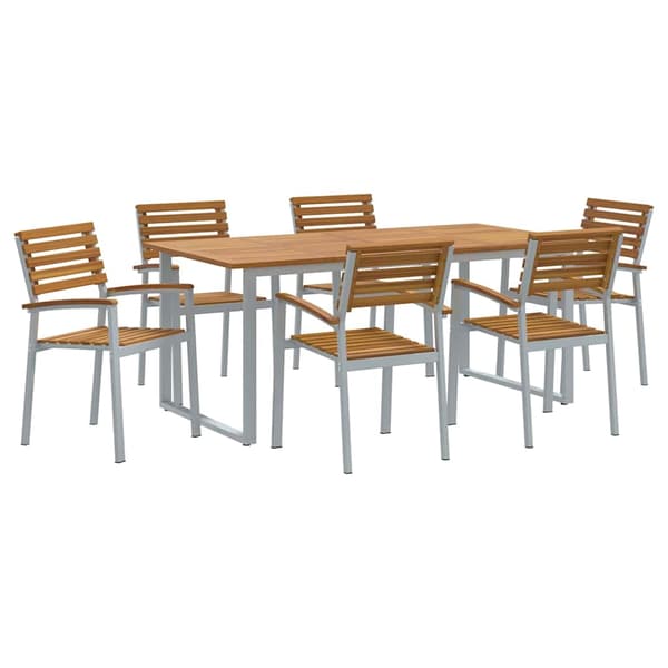 vidaXL Hage Spisegruppe 7 pcs Grå Solid akasietre