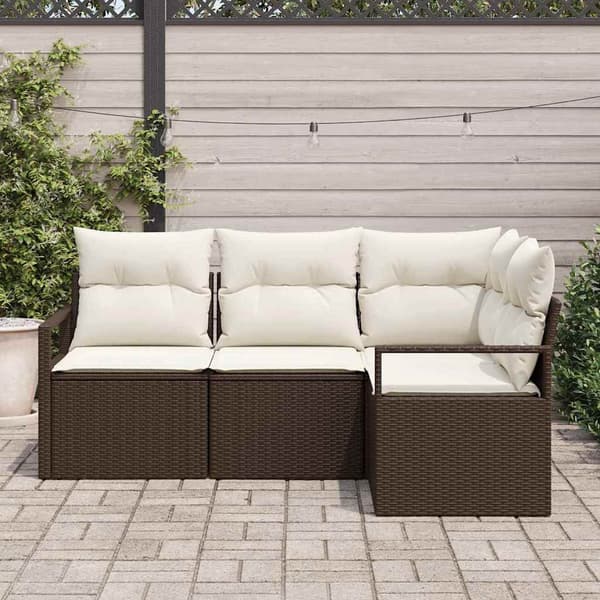 vidaXL Soffgrupp 4 delar Brun konstrotting