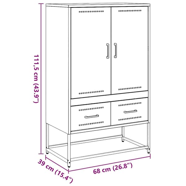 vidaXL Highboard antrasitt 68x39x111,5 cm stål
