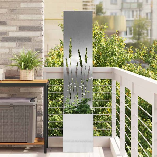 vidaXL Trädgårds integritetsskärm Silver 32 x 140 cm Rostfritt stål