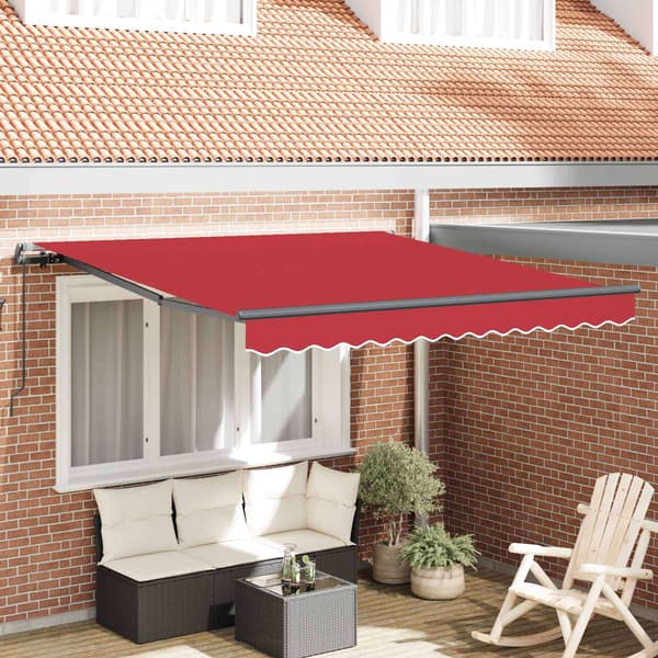 vidaXL Utfällbar markis Röd 350 x 250 cm Polyester och Stål