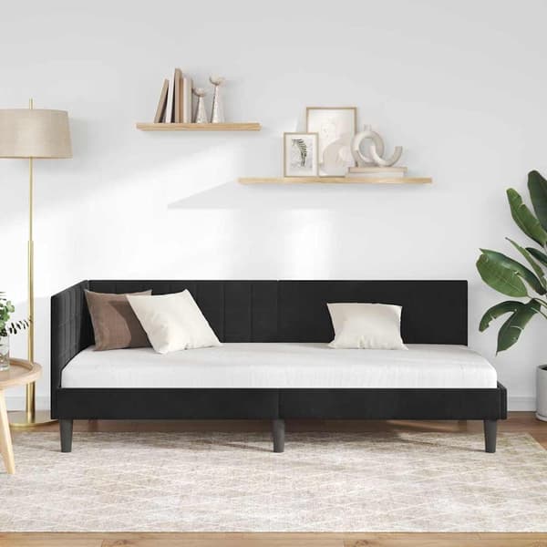 vidaXL Hörnssängram Svart 80 x 200 cm Sammet