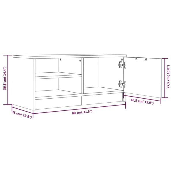 vidaXL TV-benk sonoma eik 80x35x36,5 cm konstruert tre