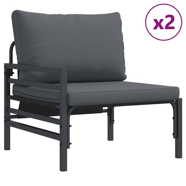 vidaXL Trädgårdsoffset med kudde 3 pcs Svart Stål