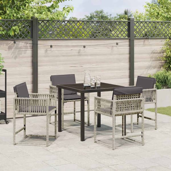 vidaXL Hage Spisegruppe 5 pcs Lysegrå polyrotting