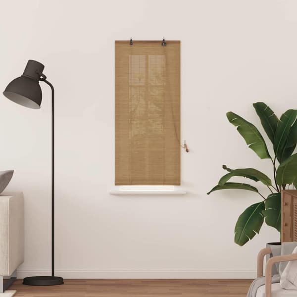 vidaXL Rullgardin med gardiner Brun 60 x 160 cm Bambu