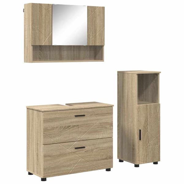 vidaXL Baderomsinnredningssett 3 pcs Sonoma eik 76.5 x 35 x 64 cm