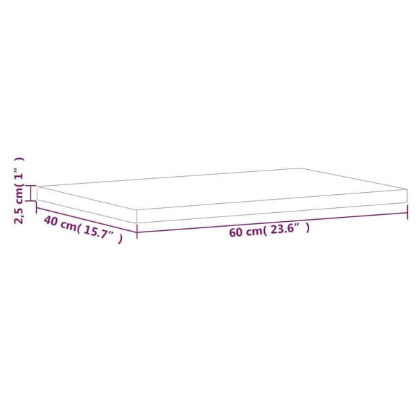vidaXL Bordplate 60x40x2,5 cm rektangulær heltre bøketre