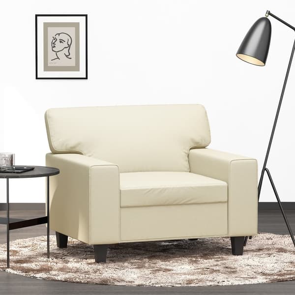 vidaXL Fåtölj Gräddvit 60 cm konstläder